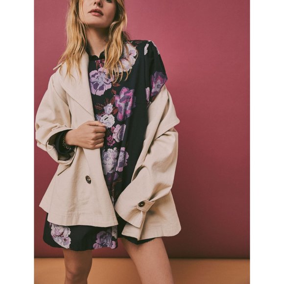 🎉LAST CHANCE🎉 FREE PEOPLE Maye Poplin Tunic / Midnight Combo - Picture 6 of 7